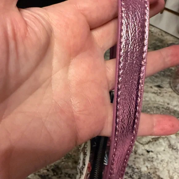 Ed Hardy Pink Floral Skull Accent Baguette Bag with crossbody - Picture 6 of 10